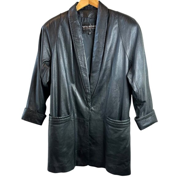 Vintage 90's Wilson's Black Leather Jacket Slouchy Oversize Women's Size Small - Picture 5 of 10